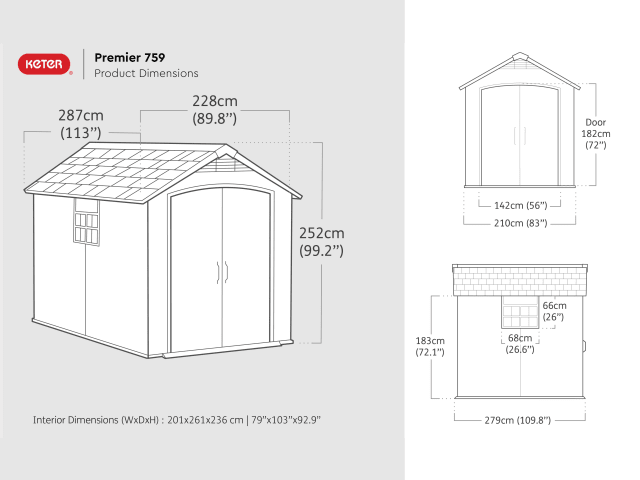 Premier Shed Grey 7.5 x 9ft